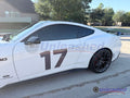 Side profile of a white 2026 Ford Mustang GT Performance Package with VMR V903 Dark Anthracite forged wheels