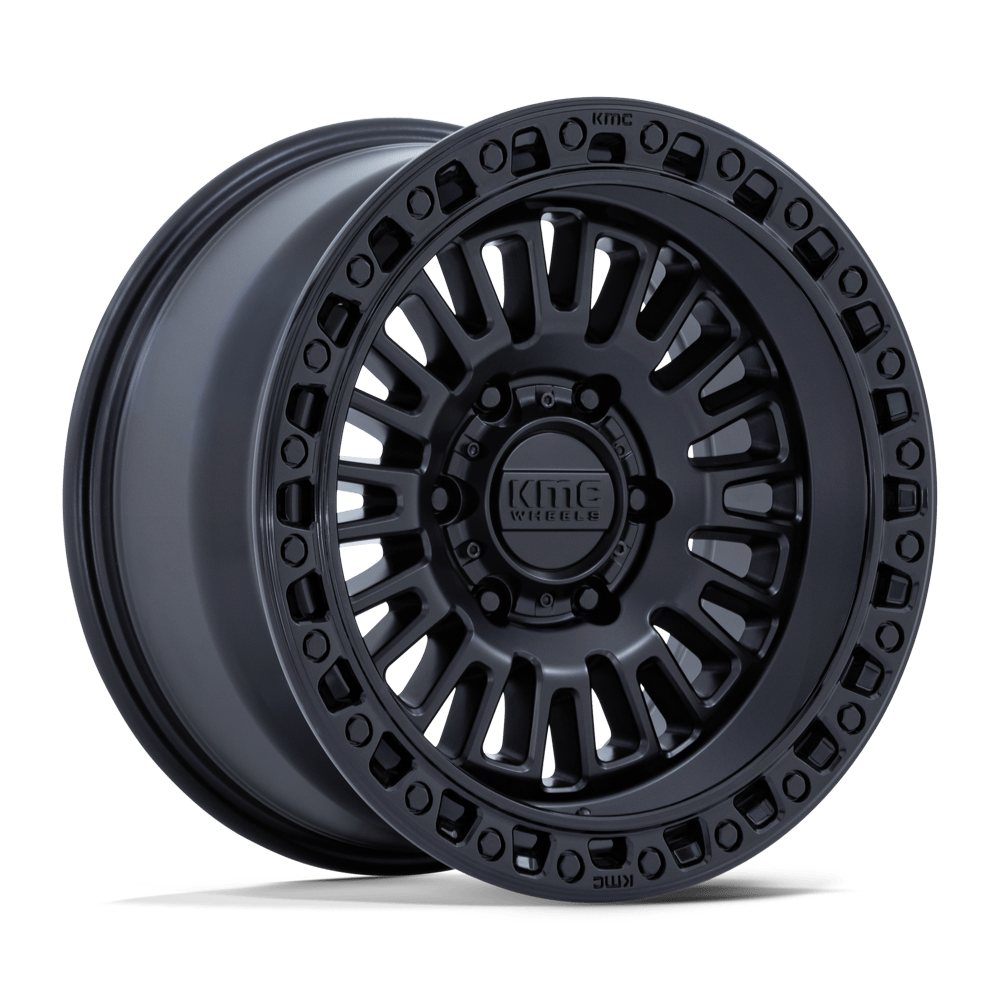 KMC KM554 Aztec Matte Black w/ Gloss Black Lip wheel
