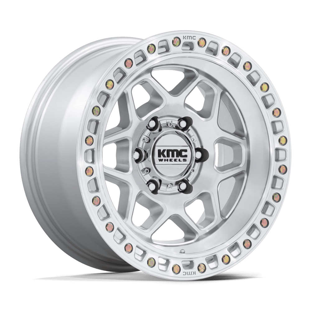 KMC KM553 Torx Gloss Silver w/ Machined Face wheel