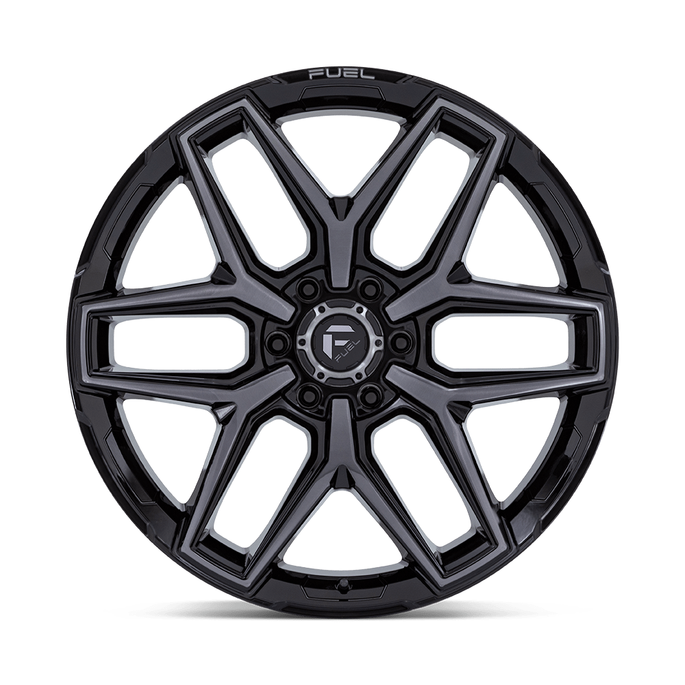 Fuel Off-Road Flux Gloss Black Brushed Face w/ Gray Double Dark Tint wheel - view 3