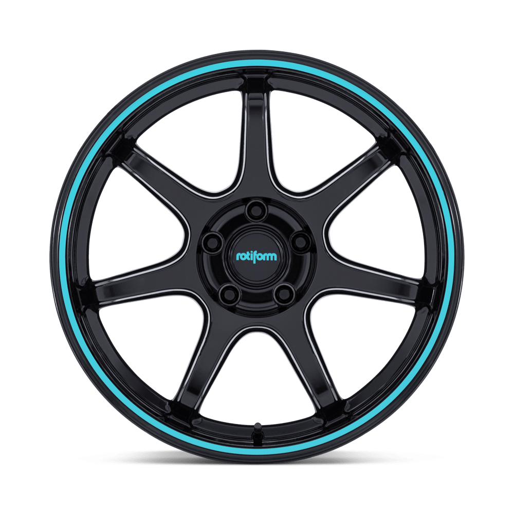 Rotiform BPU Gloss Black w/ Teal Stripe wheel - view 4