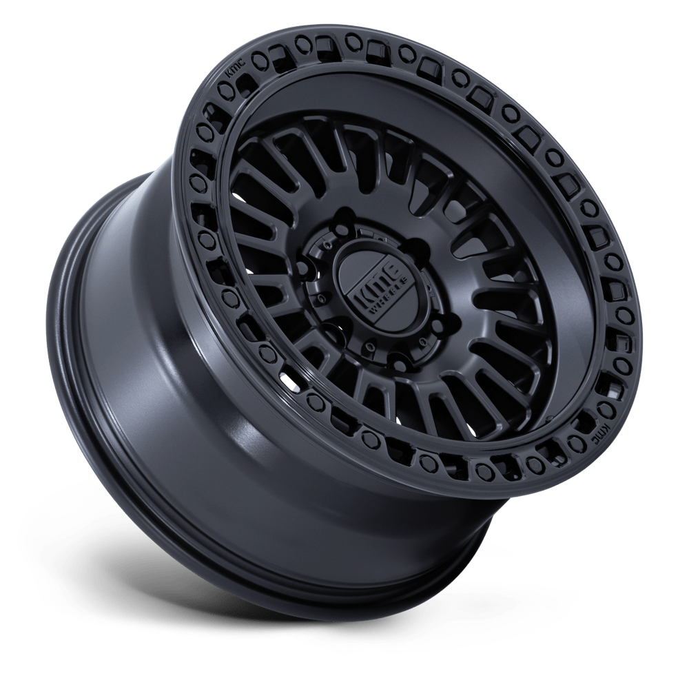 KMC KM554 Aztec Matte Black w/ Gloss Black Lip wheel - view 2