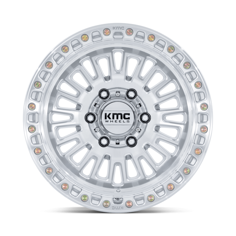 KMC KM554 Aztec Gloss Silver w/ Machined Face wheel - view 3