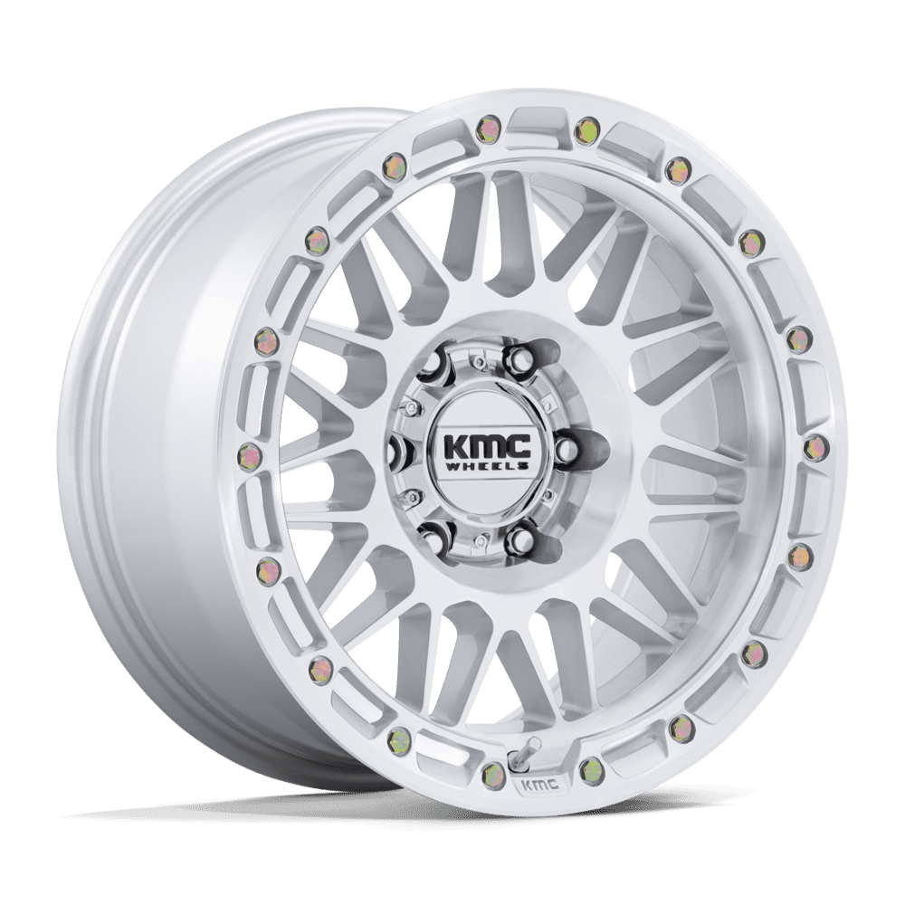 KMC KM555 Attack Gloss Silver w/ Machined Face wheel