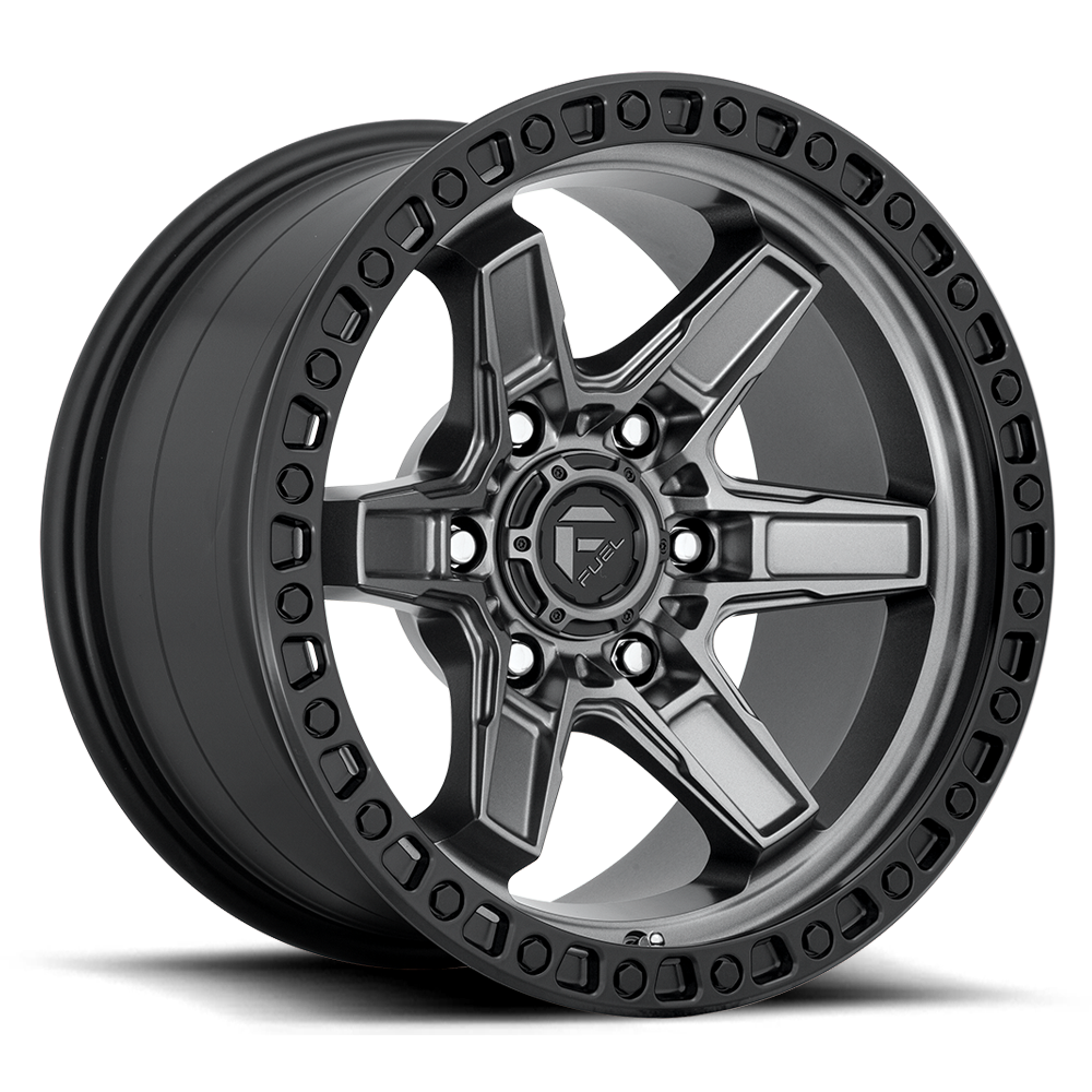 Fuel Off-Road Kicker Matte Gunmetal w/ Black Bead Ring wheel