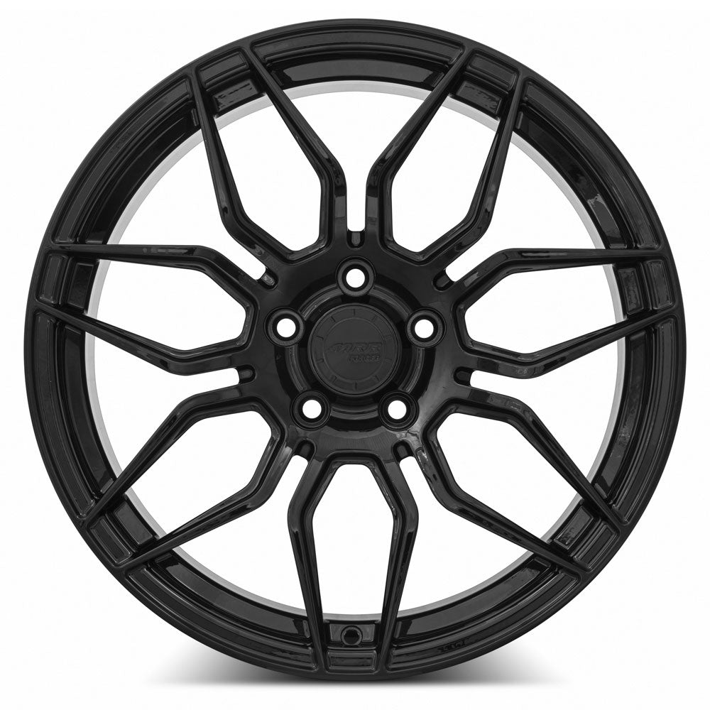 MRR F24 Gloss Black wheel — angled profile view