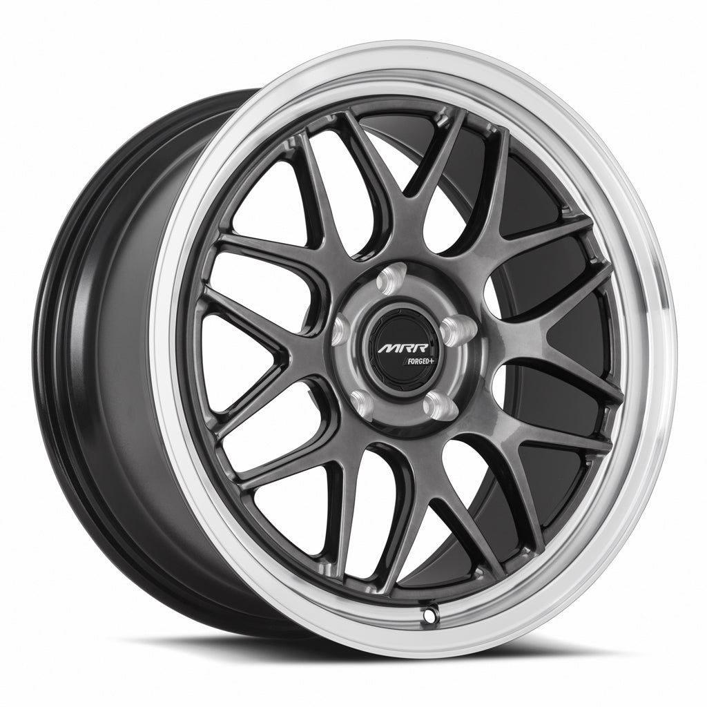 MRR FF3 Hyper Black Machined Lip wheel — front face view