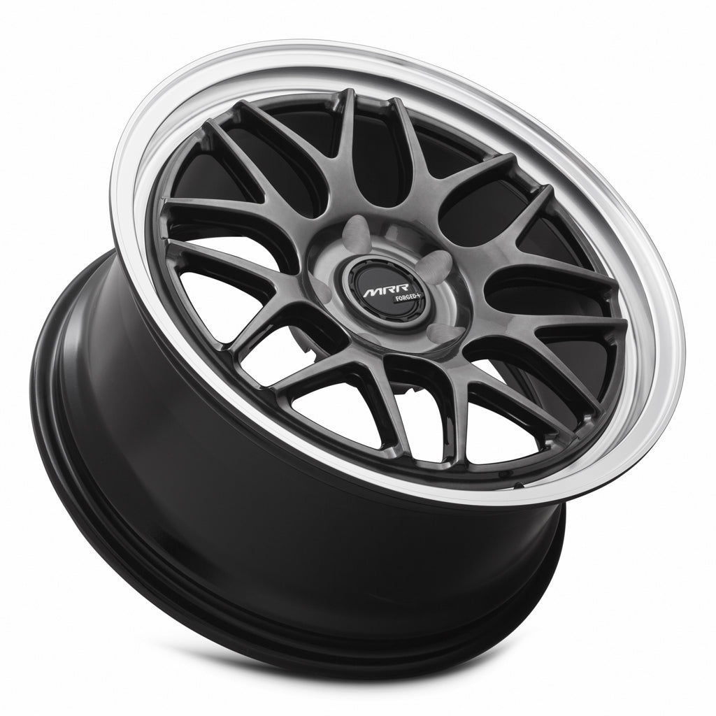 MRR FF3 Hyper Black Machined Lip wheel — lip and spoke detail
