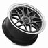 MRR FF3 Hyper Black Machined Lip wheel — lip and spoke detail