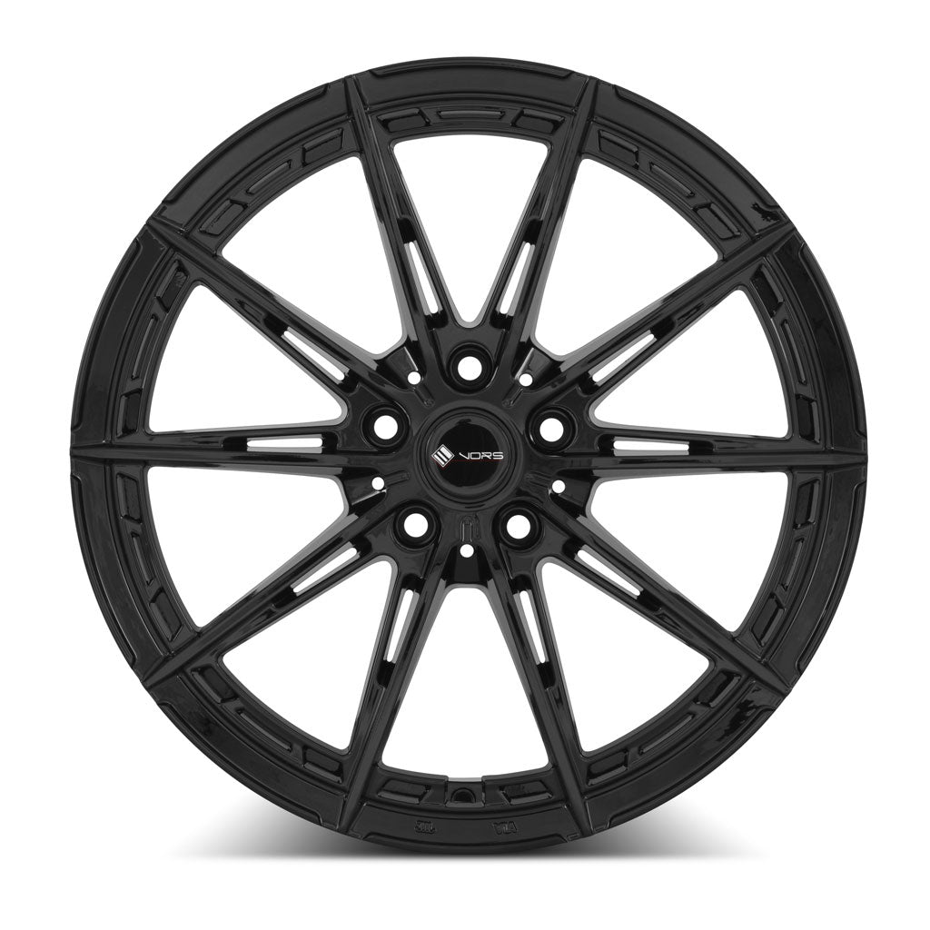 Vors LT84 Gloss Black wheel — angled profile view