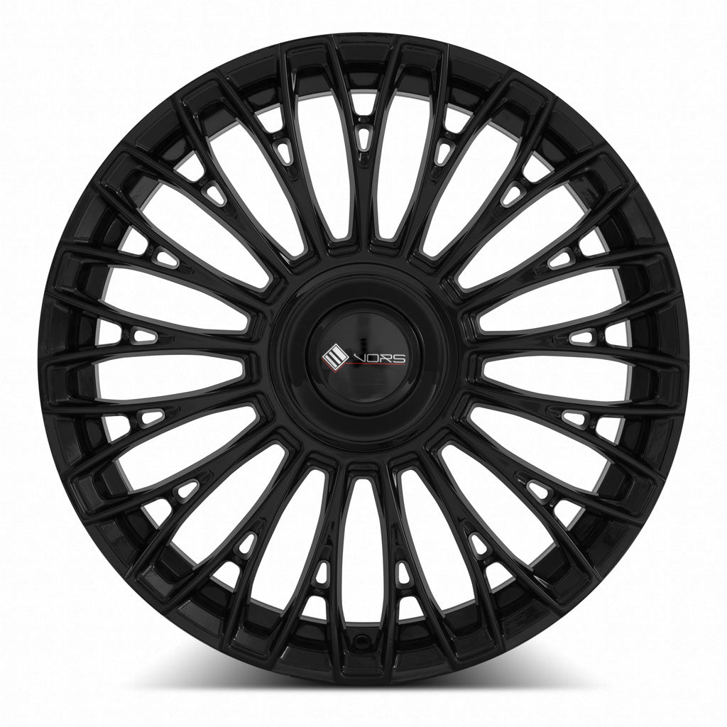 Vors LT95 Gloss Black wheel — angled profile view