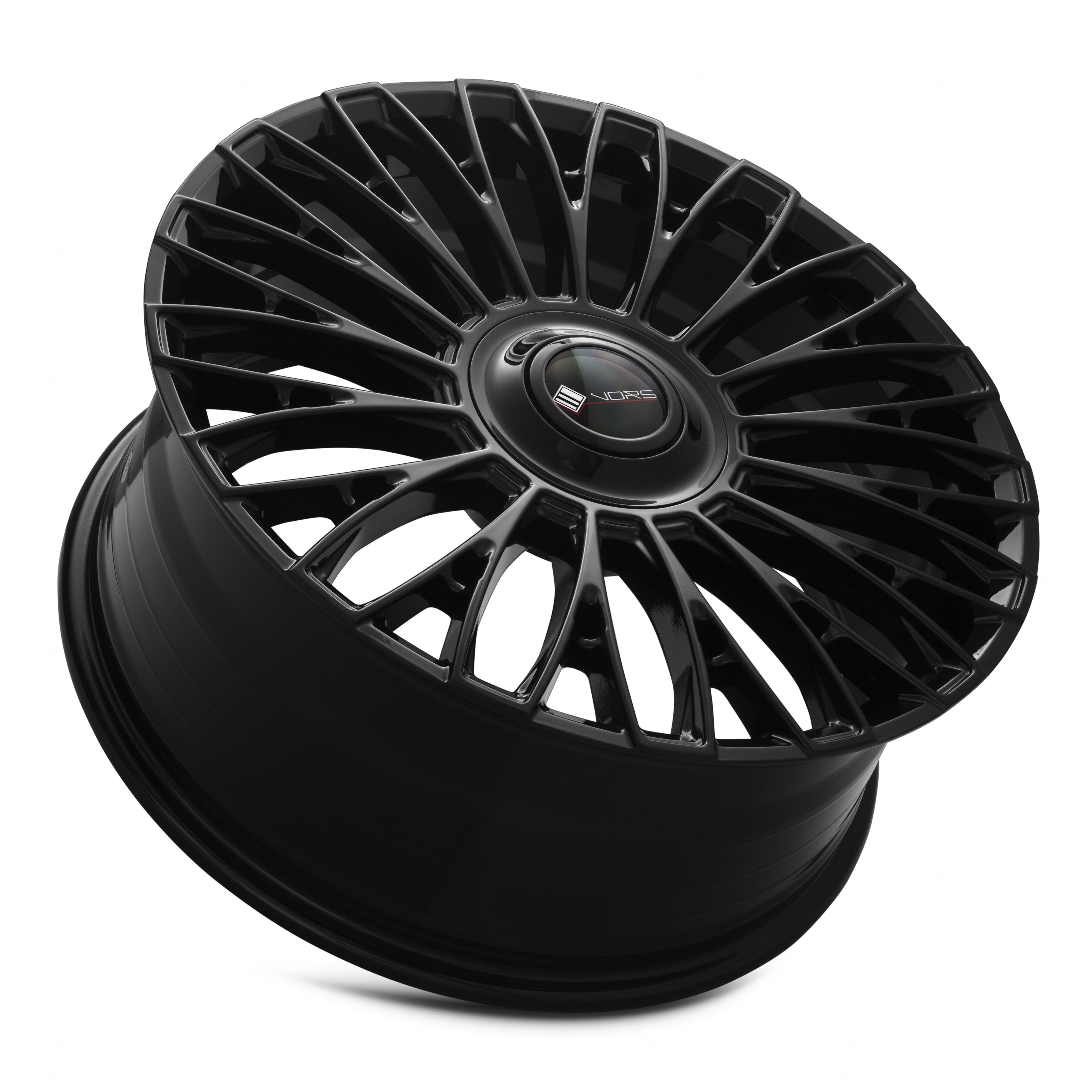Vors LT95 Gloss Black wheel — lip and spoke detail