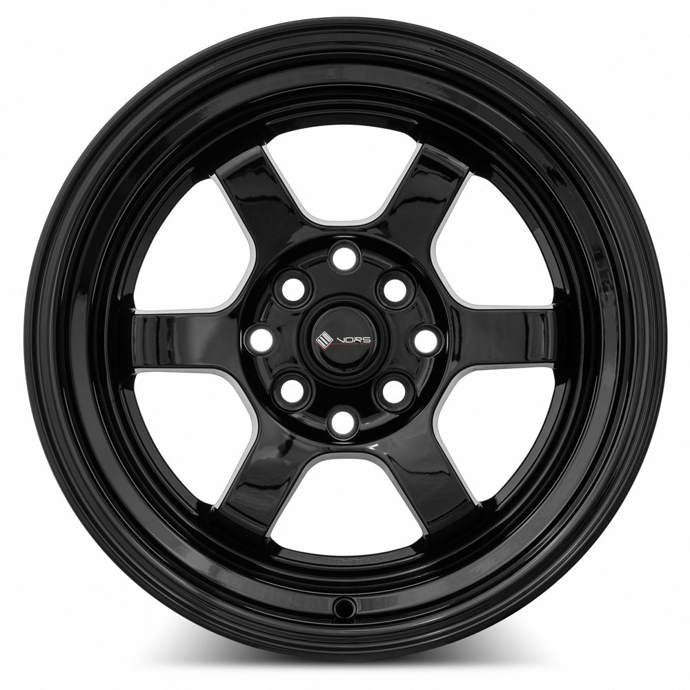 Vors TR7 Gloss Black wheel — angled profile view