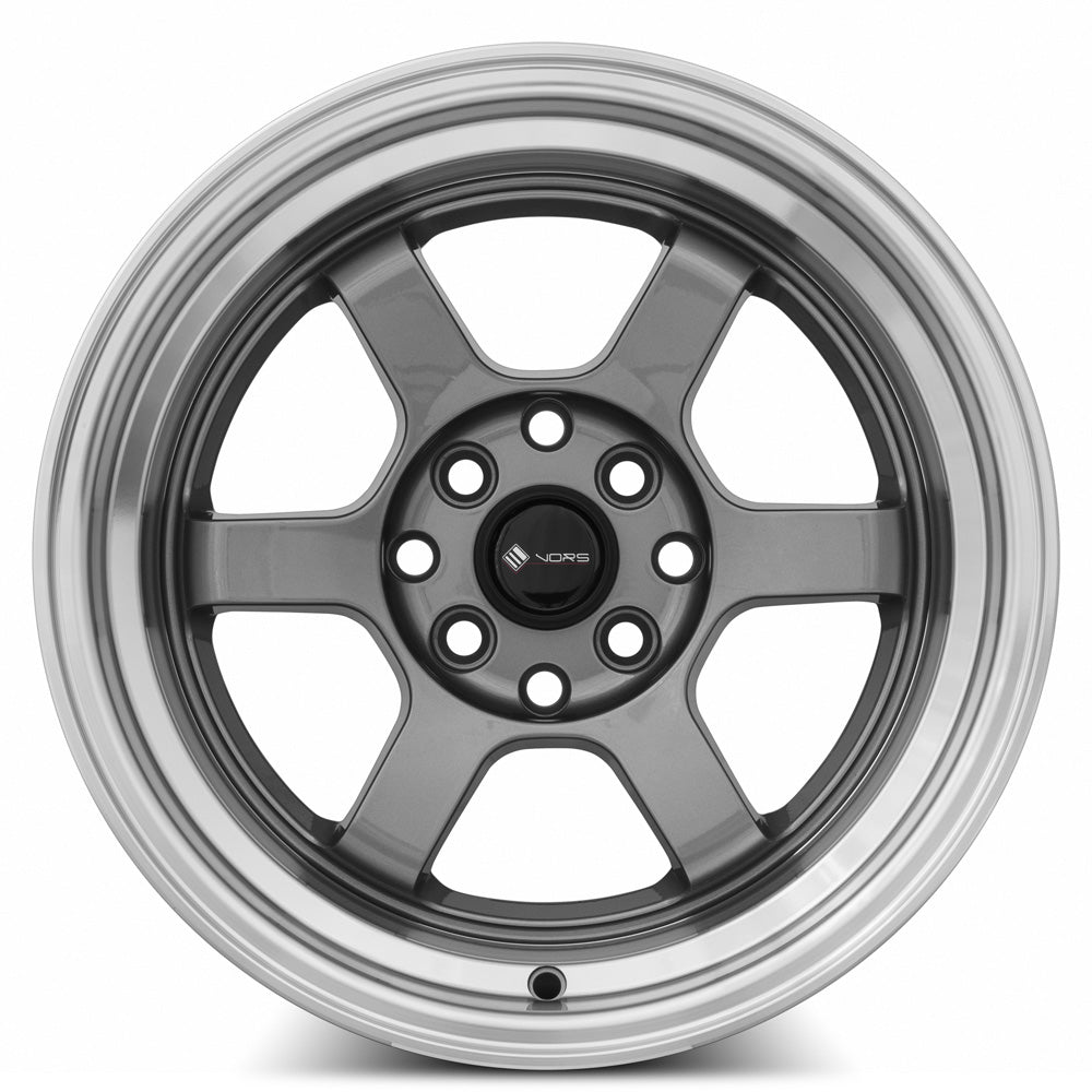 Vors TR7 Gun Metal Machine Lip wheel — angled profile view