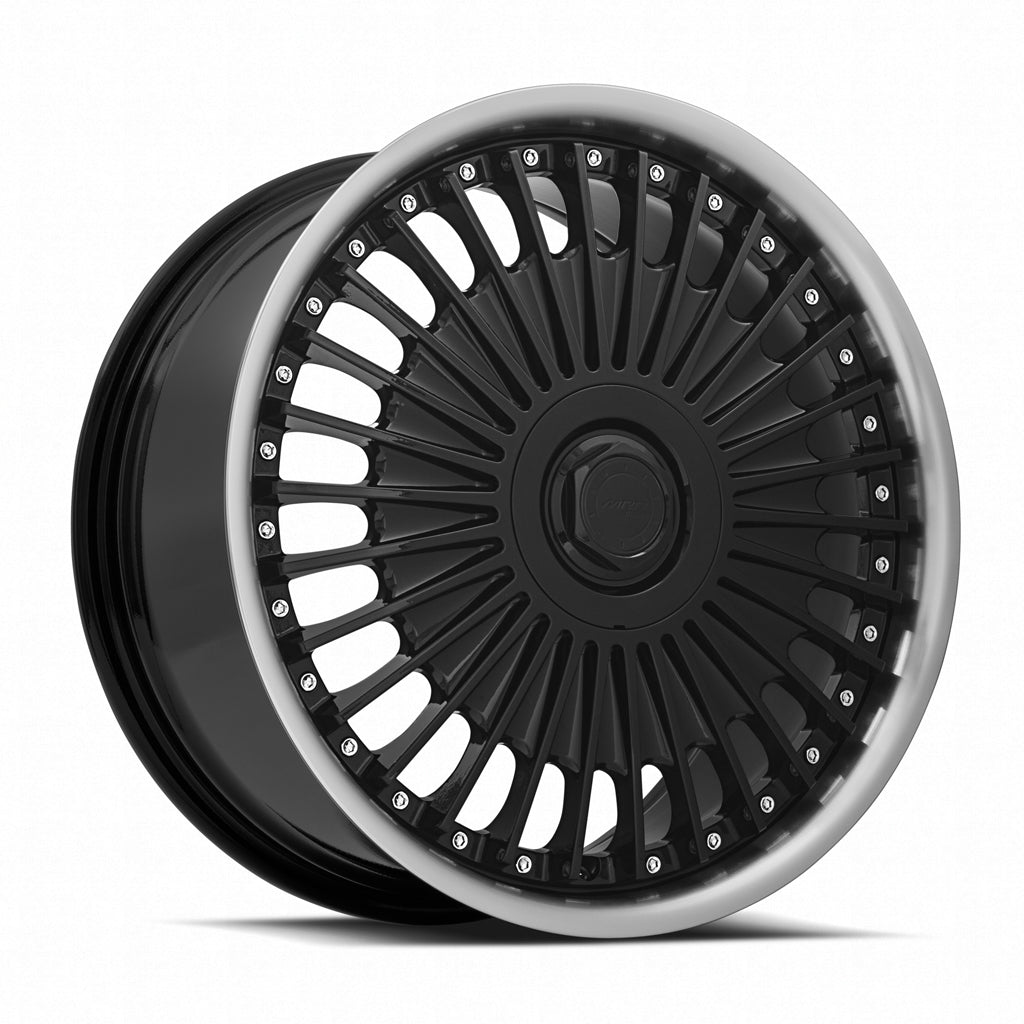 MRR VP4 Black Machined Lip wheel — front face view