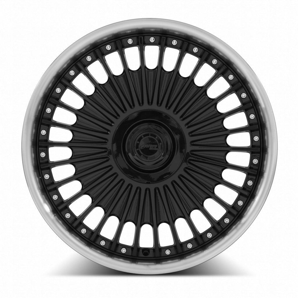 MRR VP4 Black Machined Lip wheel — angled profile view