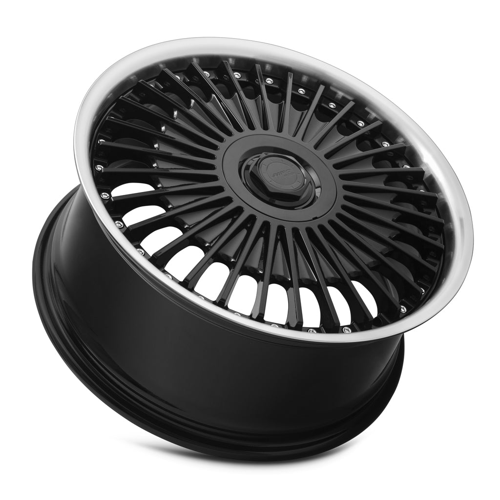 MRR VP4 Black Machined Lip wheel — lip and spoke detail