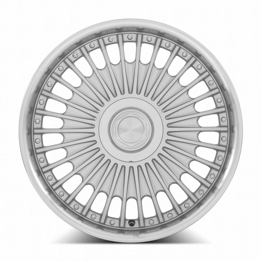 MRR VP4 Silver Machined Lip wheel — angled profile view