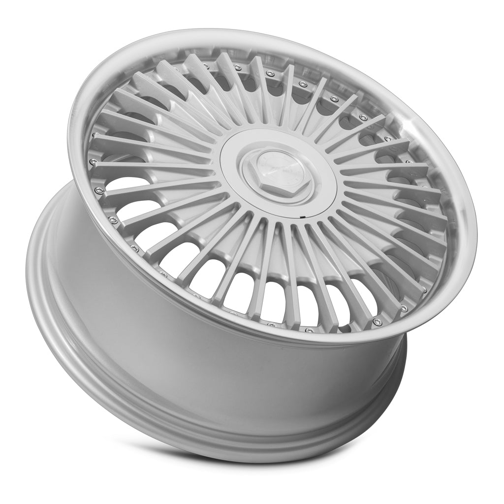 MRR VP4 Silver Machined Lip wheel — lip and spoke detail