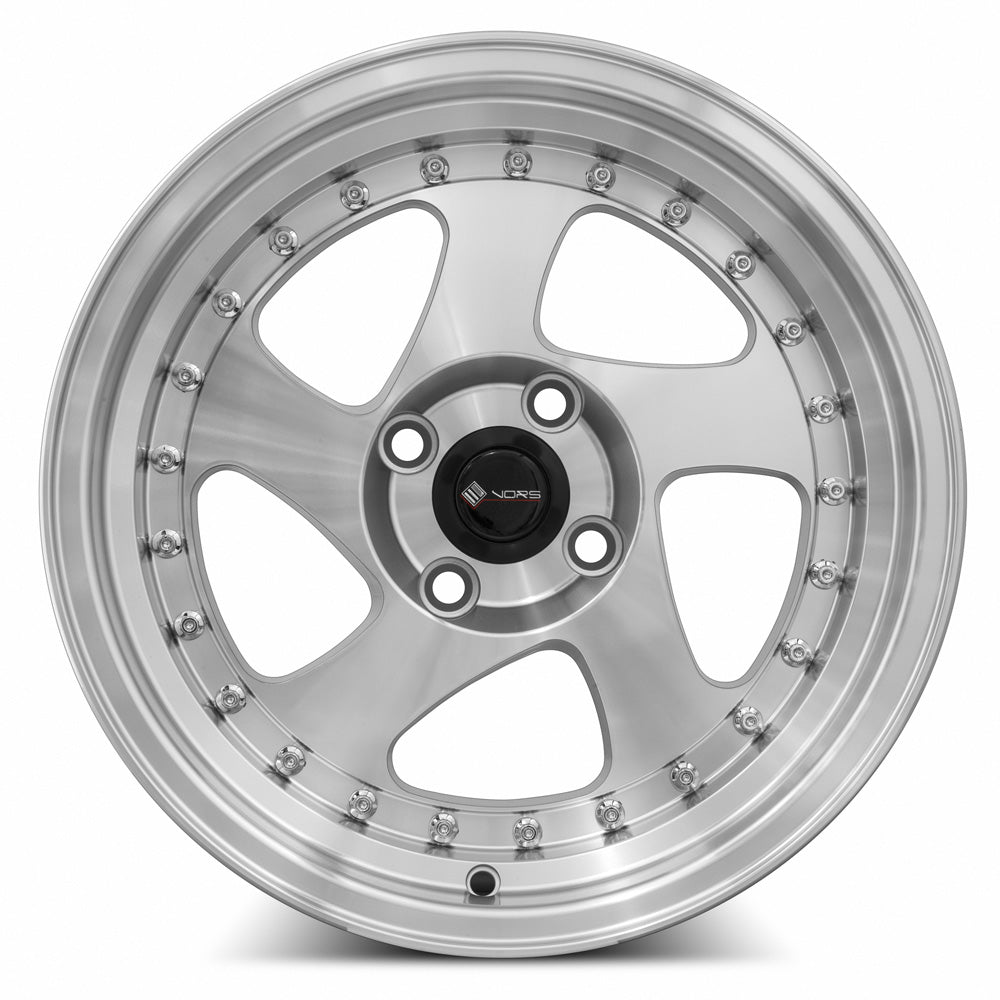 Vors VR2 Silver Machined Face wheel — angled profile view