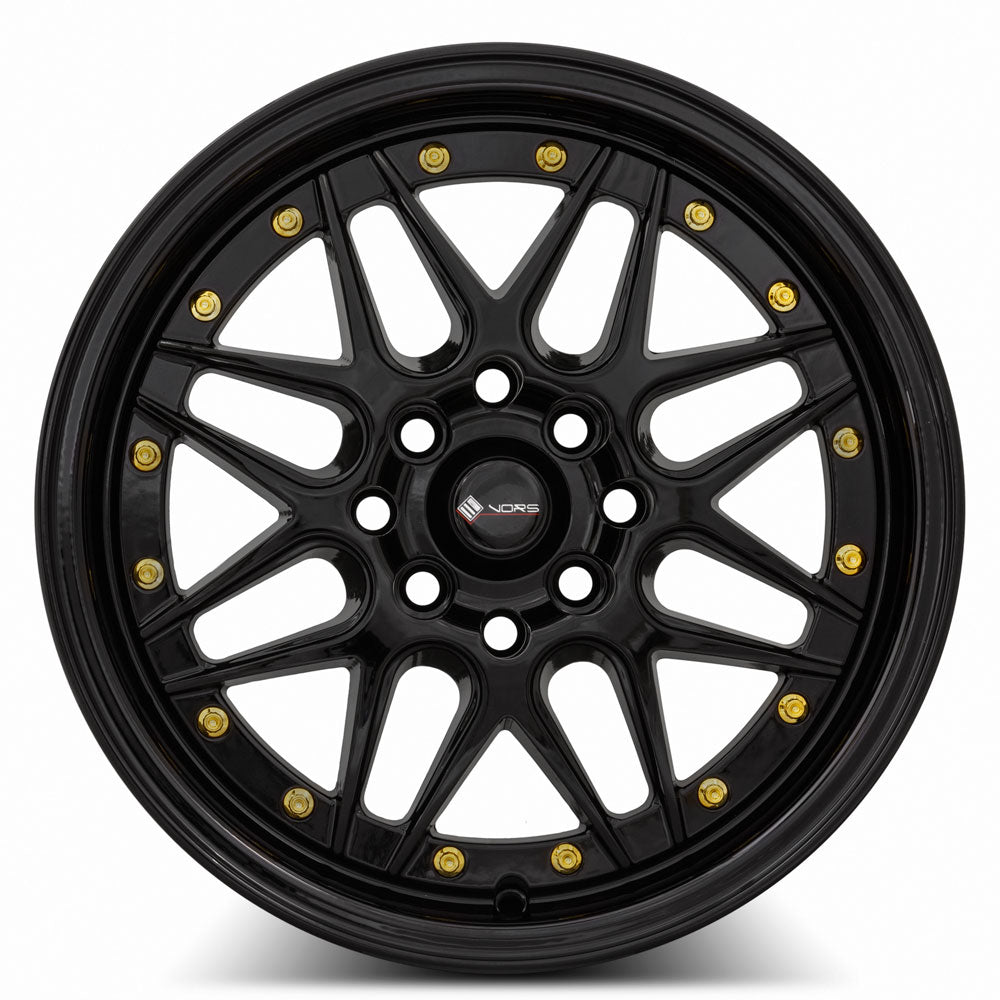 Vors VR7 Gloss Black wheel — angled profile view