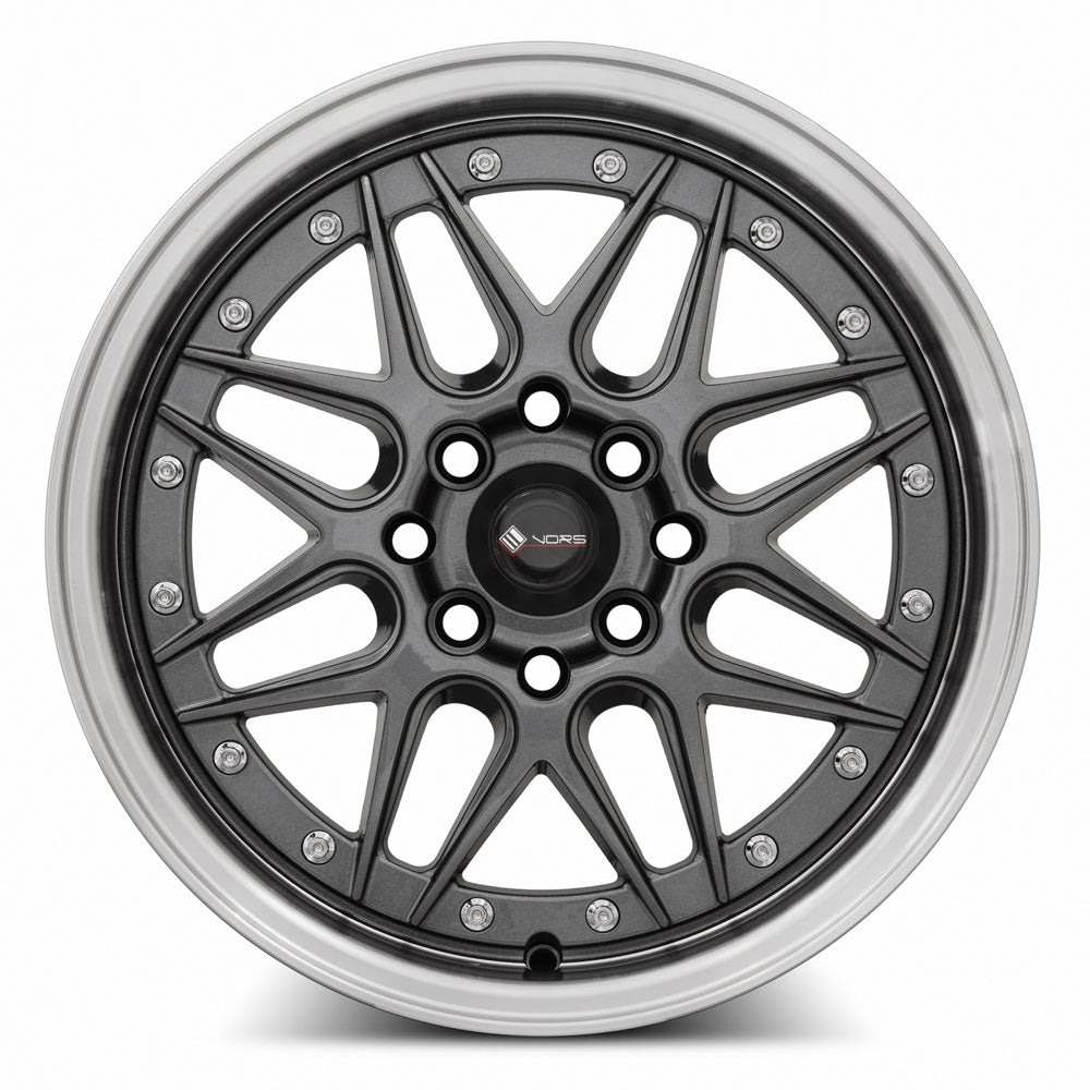 Vors VR7 Gun Metal Machine Lip wheel — angled profile view