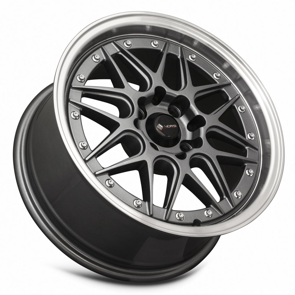 Vors VR7 Gun Metal Machine Lip wheel — lip and spoke detail