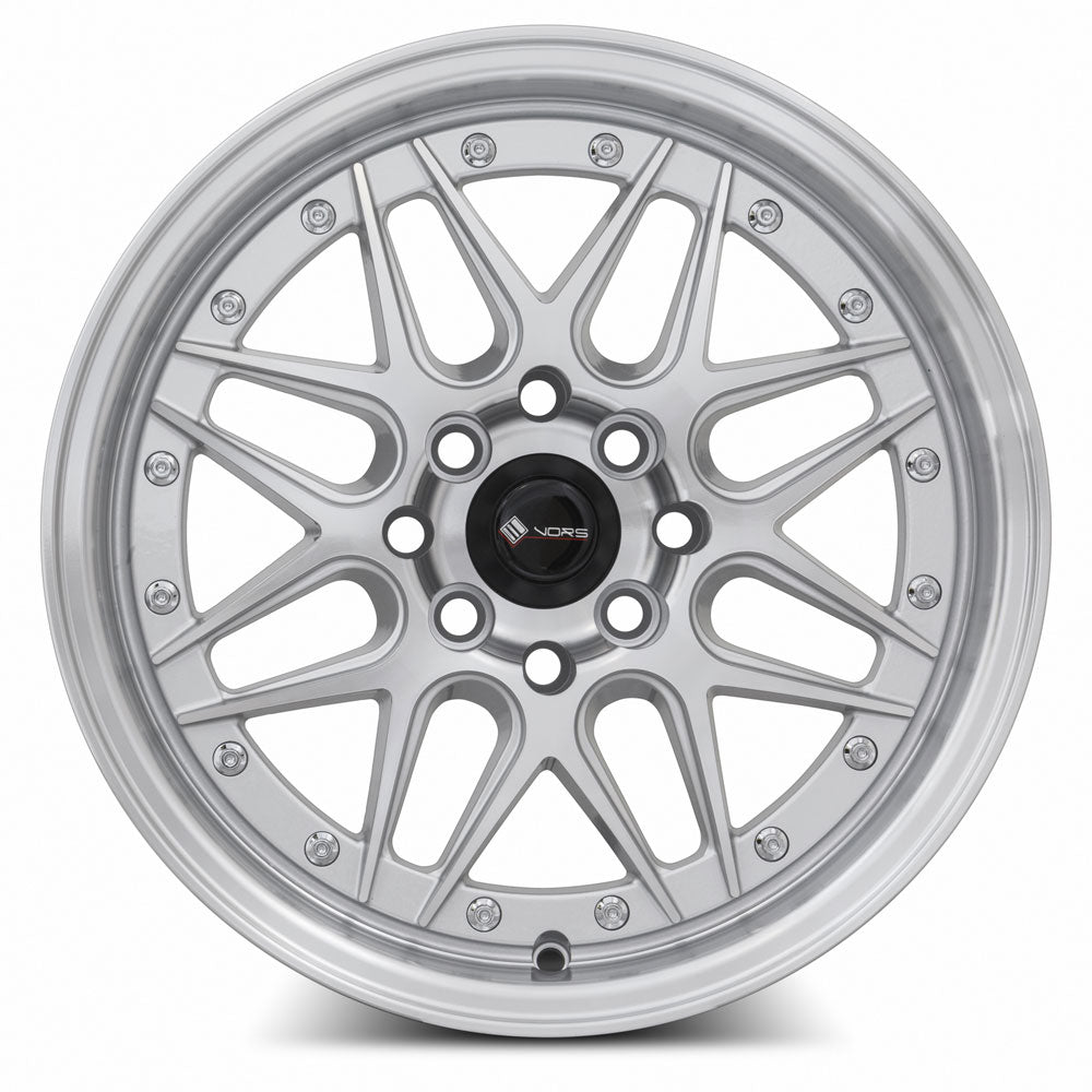 Vors VR7 Silver Machined Face wheel — angled profile view