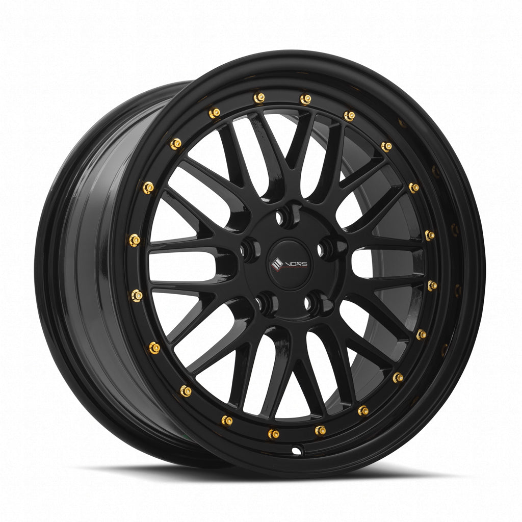 Vors VR8 Gloss Black wheel — front face view