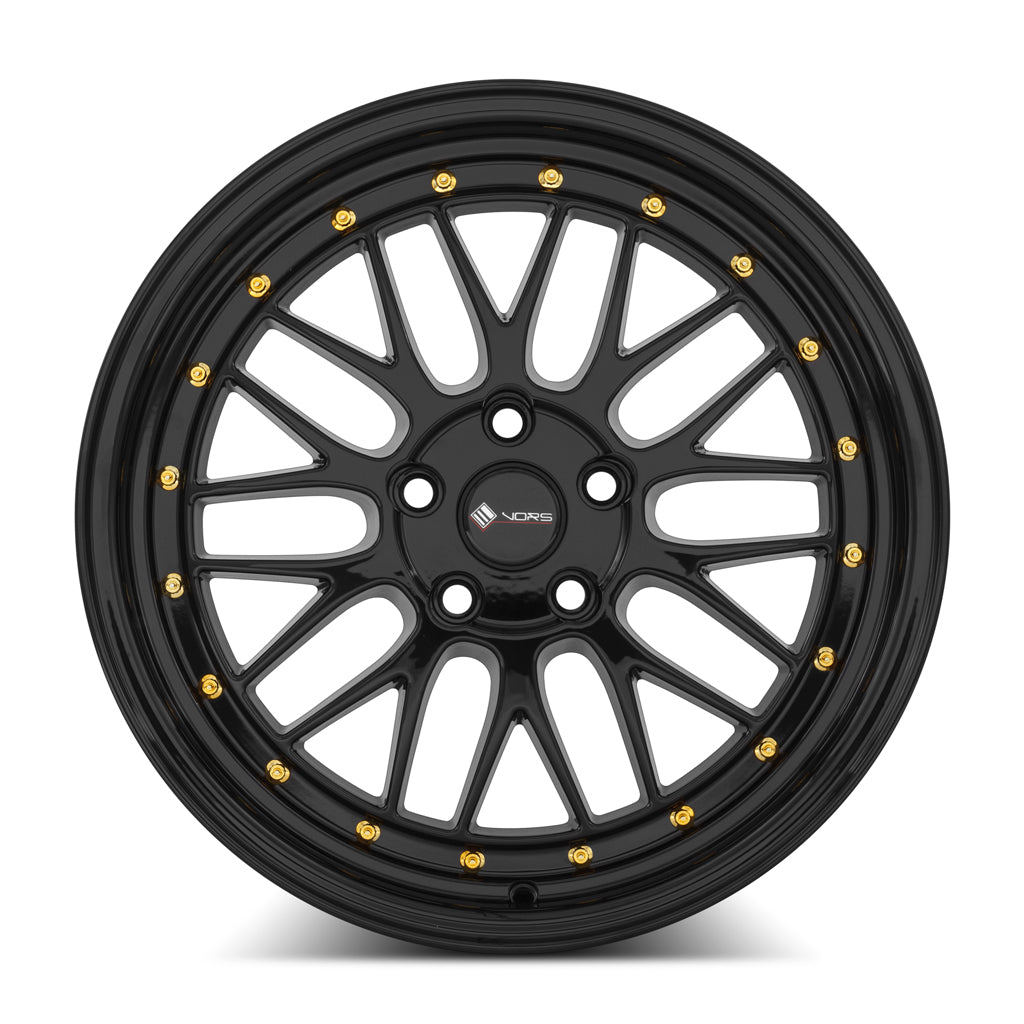 Vors VR8 Gloss Black wheel — angled profile view