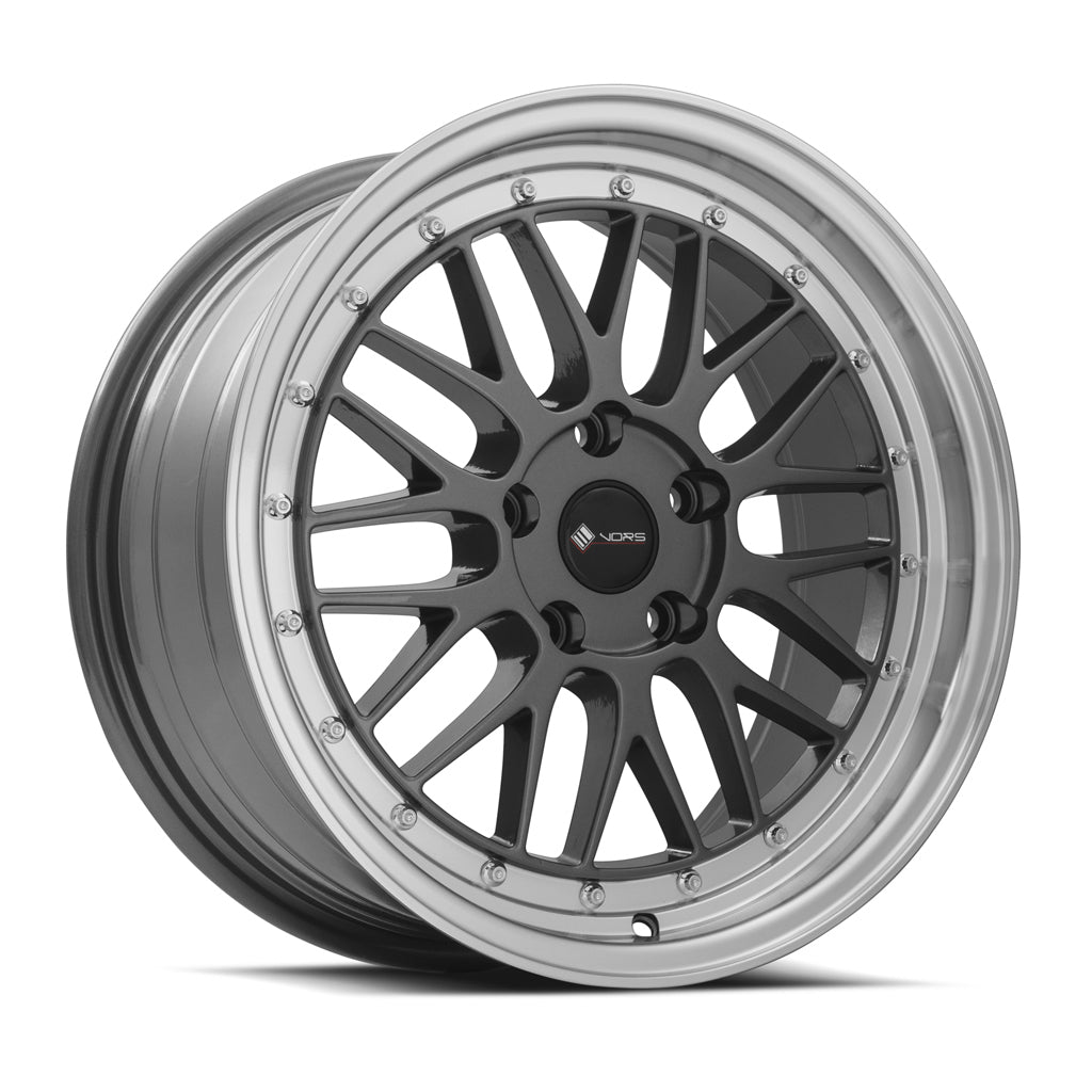 Vors VR8 Hyper Black Machined Lip wheel — front face view