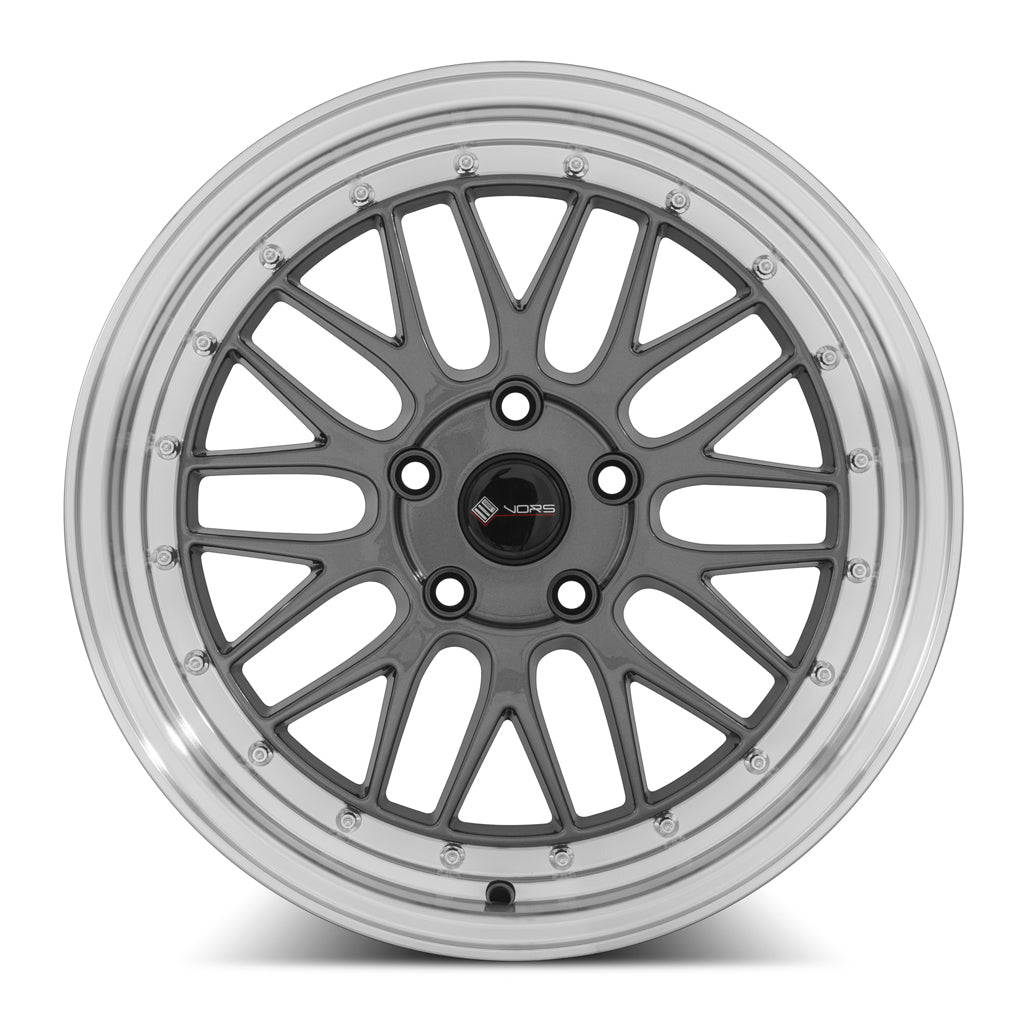 Vors VR8 Hyper Black Machined Lip wheel — angled profile view