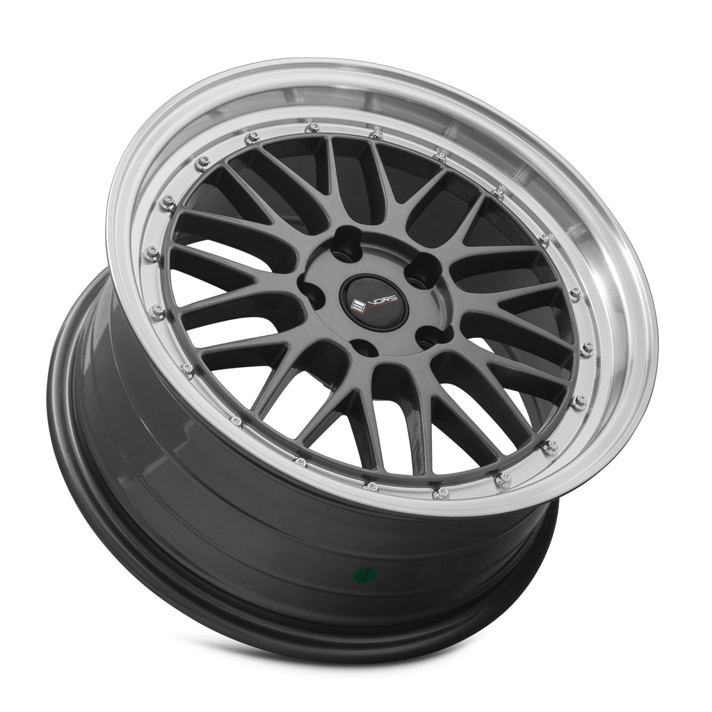 Vors VR8 Hyper Black Machined Lip wheel — lip and spoke detail