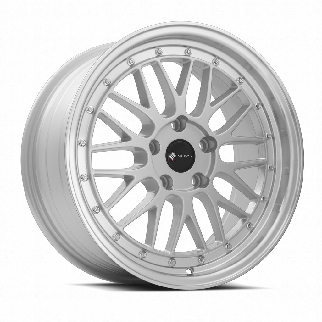 Vors VR8 Silver Machined Lip wheel — front face view