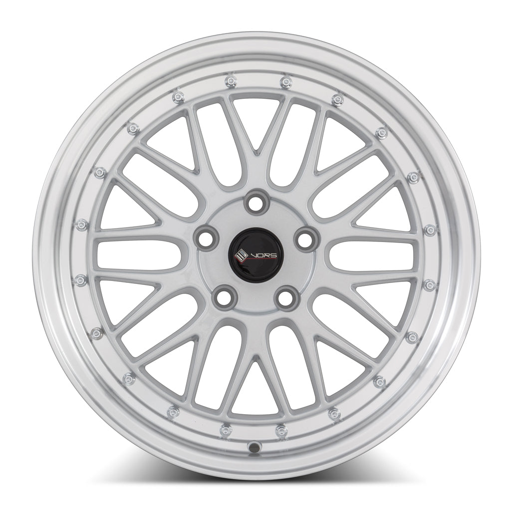 Vors VR8 Silver Machined Lip wheel — angled profile view
