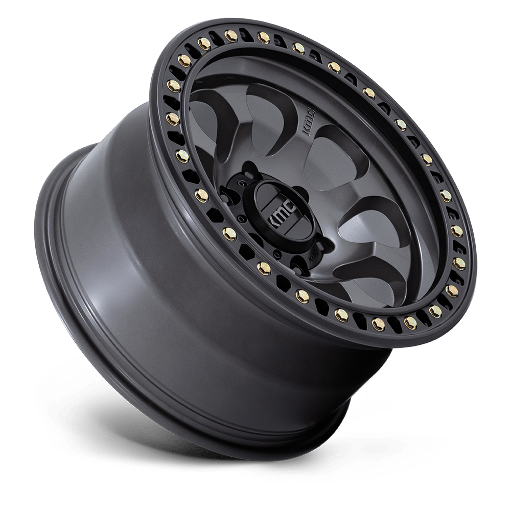 KMC KM550 Riot SBL Anthracite w/ Satin Black Lip wheel - view 2