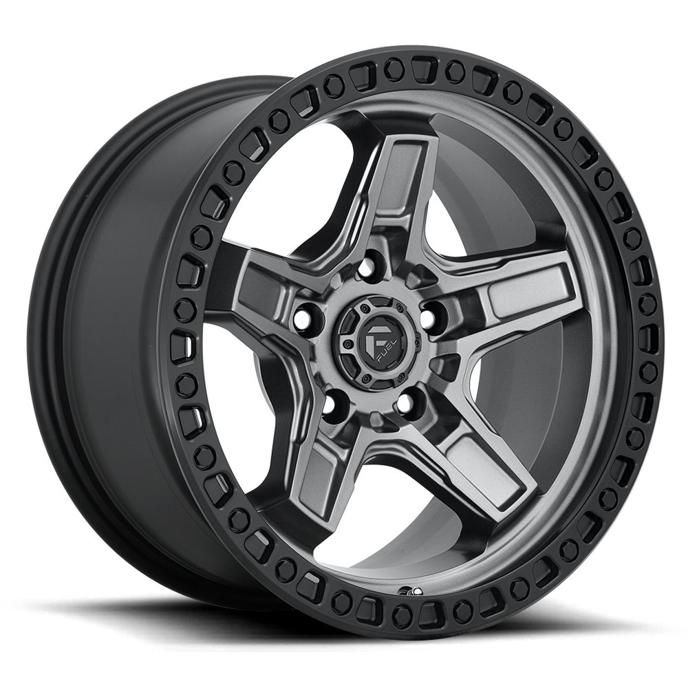 Fuel Off-Road Kicker Matte Gunmetal w/ Black Bead Ring wheel - view 2