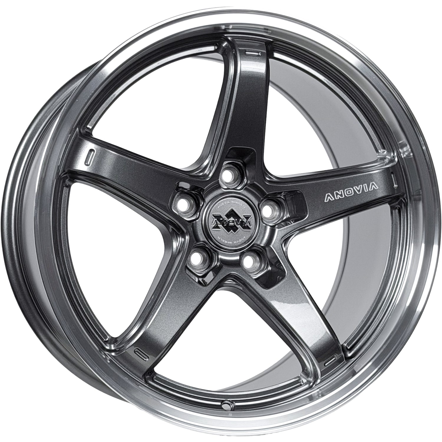 Anovia AN-5S Gloss Gunmetal Machined Lip wheel
