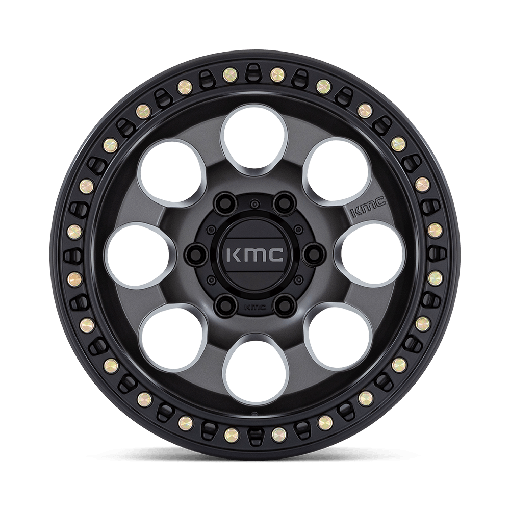 KMC KM550 Riot SBL Anthracite w/ Satin Black Lip wheel - view 3
