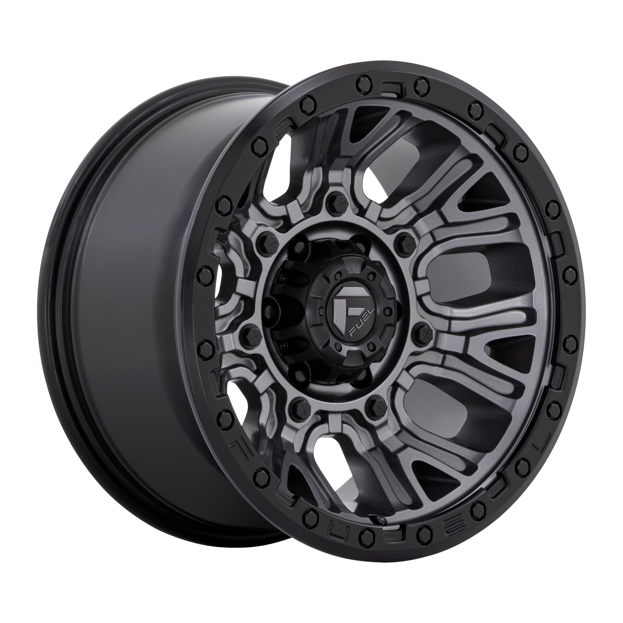 Fuel Off-Road Traction Matte Gunmetal w/ Black Ring wheel