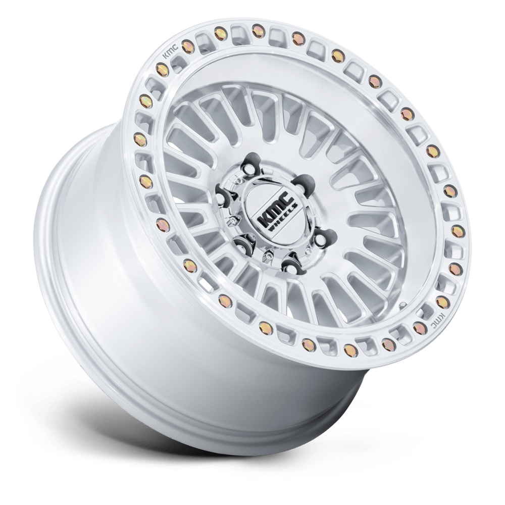 KMC KM554 Aztec Gloss Silver w/ Machined Face wheel - view 2