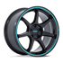 Rotiform BPU Gloss Black w/ Teal Stripe wheel