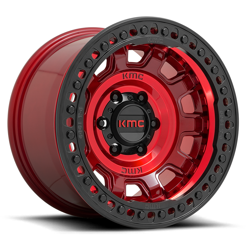 KMC KM236 Tank Beadlock Candy Red wheel