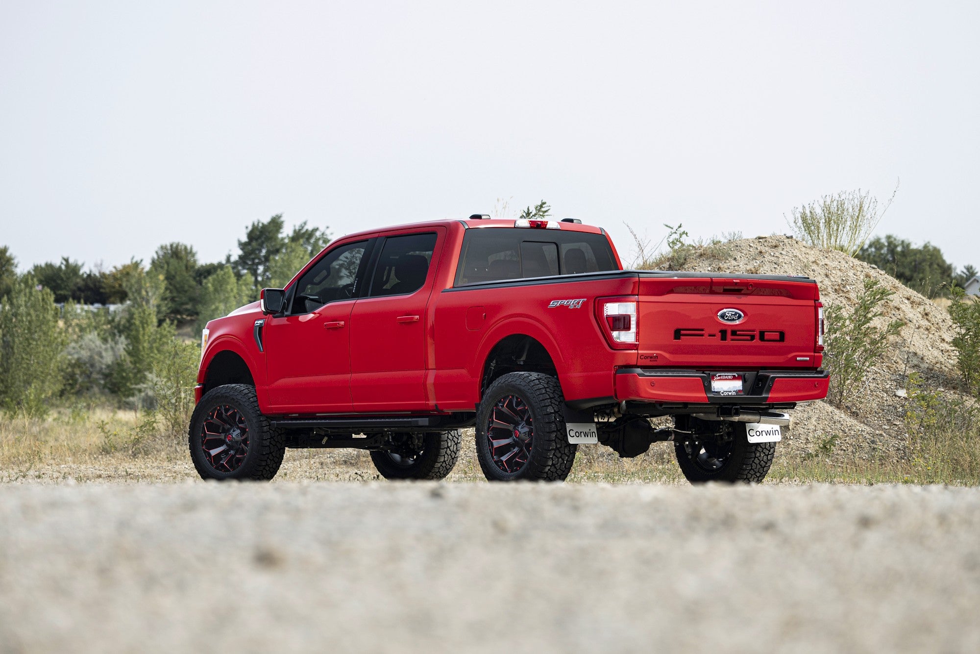 2021 F150 with Fuel Off-Road Assault wheels in Matte Black Red Milled