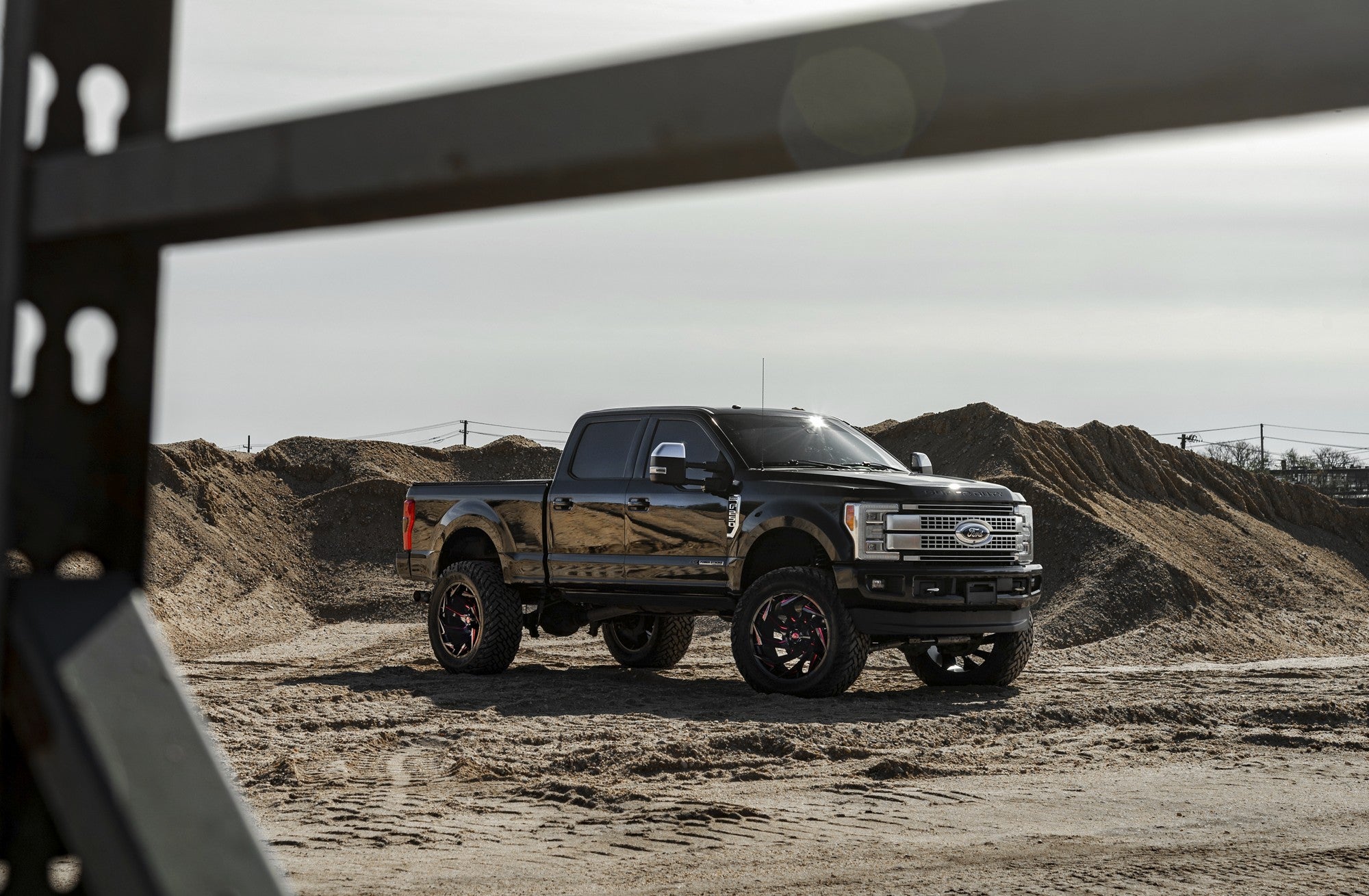 2017 Ford F250 with Fuel Off-Road Reaction wheels in Candy Red Milled
