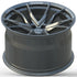 GEM Forged C8G Y-split forged monoblock wheel in gunmetal, deep concave barrel view