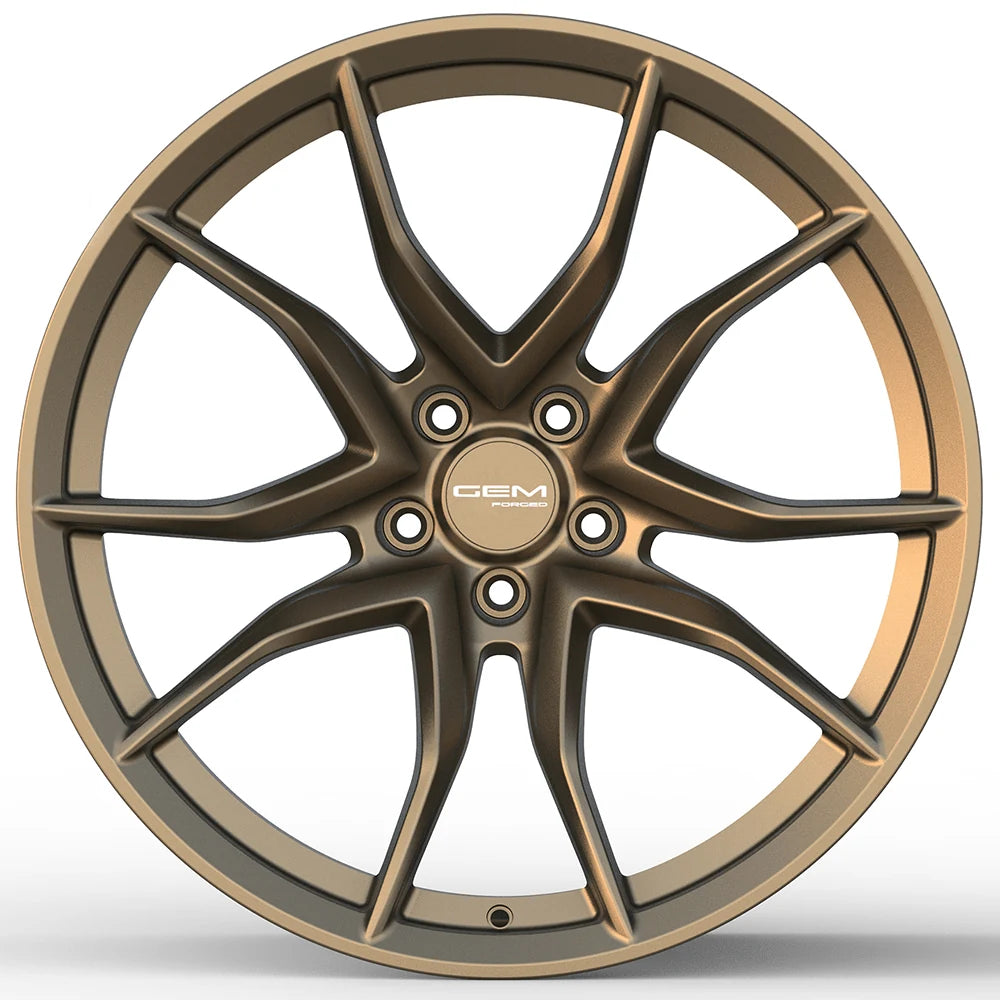 GEM Forged C8G Y-split forged monoblock wheel in satin bronze, face view