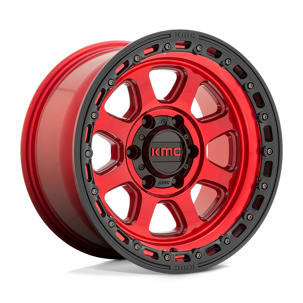 KMC KM548 Chase Candy Red w/ Black Lip wheel