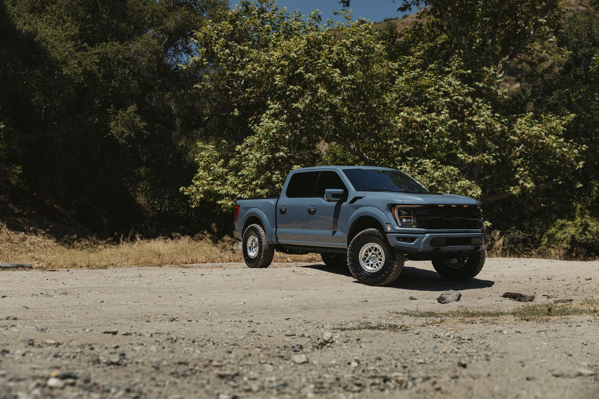 2024 Ford Raptor with KMC GRS wheels in Gloss Silver w/ Machined Face