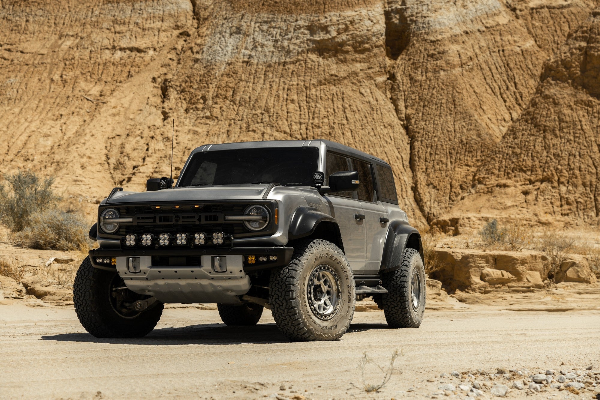 2022 Ford Bronco Raptor with KMC GRS wheels in Machined w/ Satin Black Lip